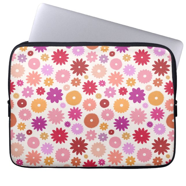 Capa Para Notebook Padrão Colorido de Flores (Frente)