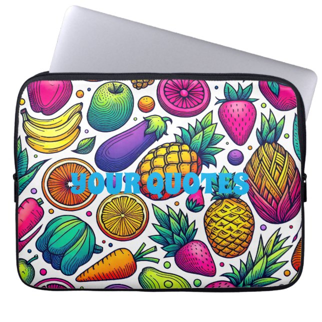 Capa Para Notebook Padrão Colorido de Frutas e Legumes  (Frente)