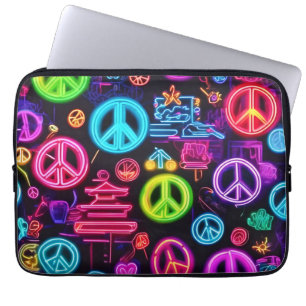 Capa Para Notebook Padrão Colorido de Paz Neon