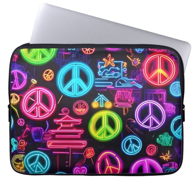 Capa Para Notebook Padrão Colorido de Paz Neon (Frente)