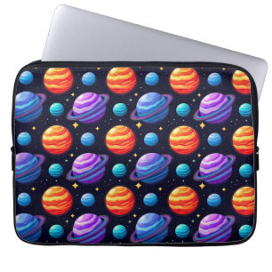Capa Para Notebook Padrão Colorido de Planetas e Estrelas