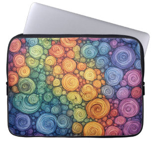 Capa Para Notebook Padrão Colorido de Redemoinho de Rabiscos Abstrato