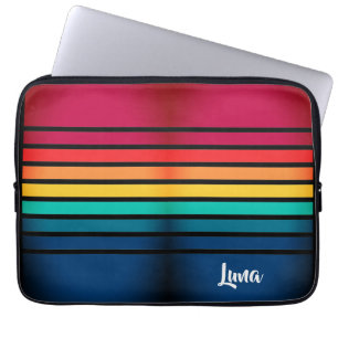 Capa Para Notebook Padrão Colorido de Stripes com Nome Personalizado
