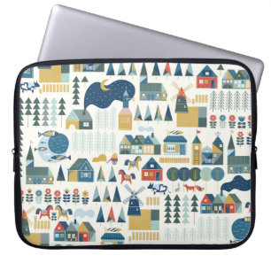 Capa Para Notebook Padrão constante com aldeia escandinava no passado