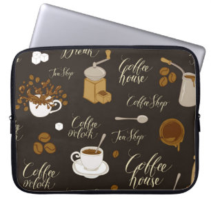 Capa Para Notebook Padrão constante no tema do chá e café em retrô