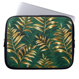 Capa Para Notebook Padrão contínuo com samambaias douradas