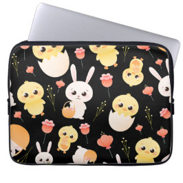 Capa Para Notebook Padrão contínuo de adoráveis coelhinhos e pintinho