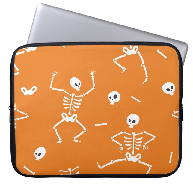 Capa Para Notebook Padrão contínuo de esqueletos de Halloween diverti (Frente)
