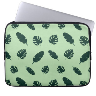 Capa Para Notebook Padrão contínuo de folhas de Monstera e palmeiras