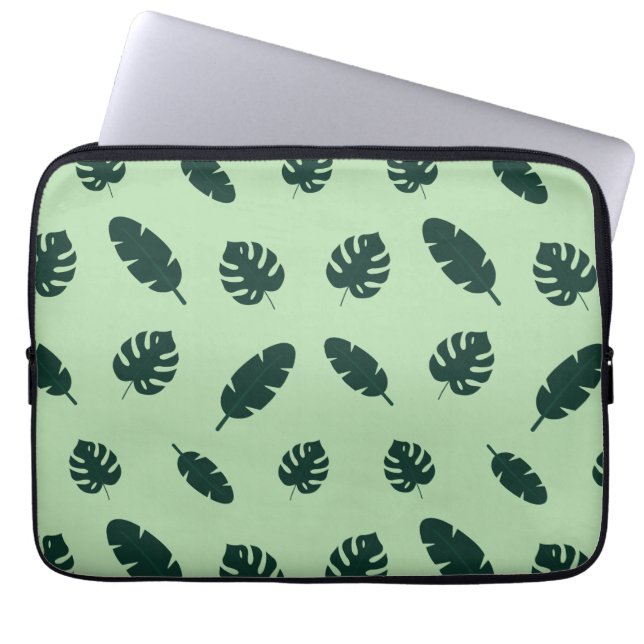 Capa Para Notebook Padrão contínuo de folhas de Monstera e palmeiras  (Frente)