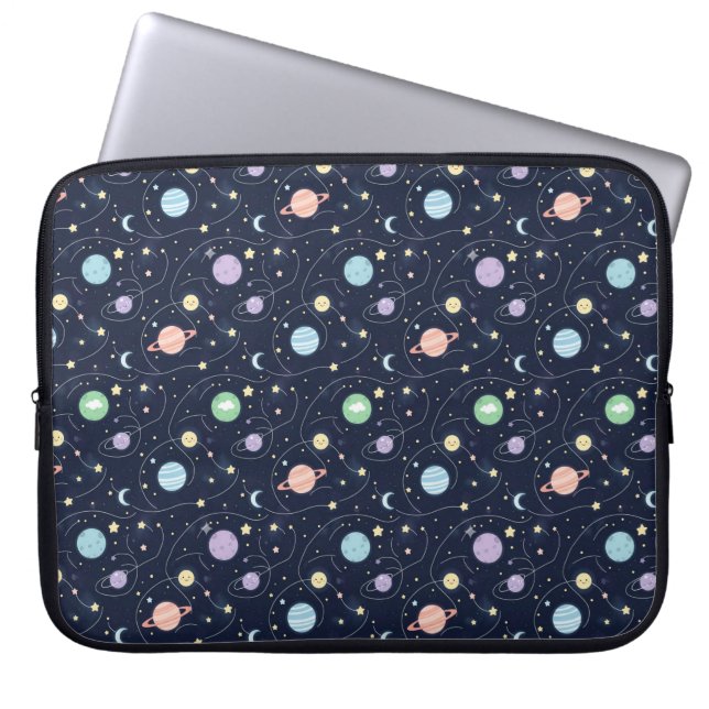 Capa Para Notebook Padrão contínuo de planetas do sistema solar (Frente)