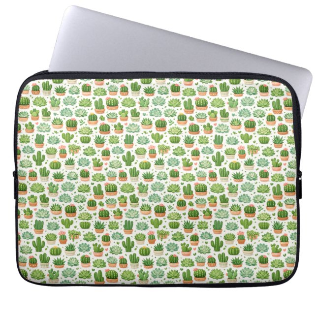 Capa Para Notebook Padrão contínuo de planta suculenta fofa (Frente)