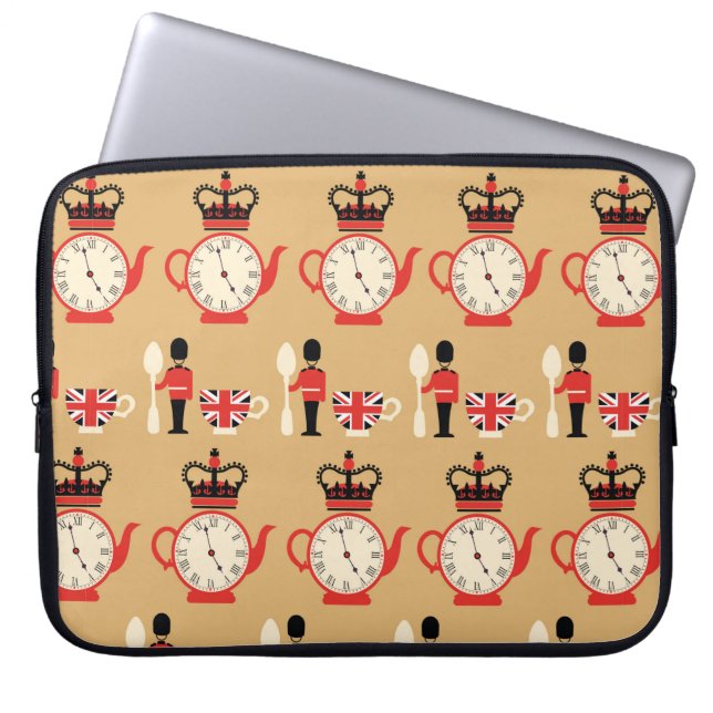 Capa Para Notebook padrão contínuo de tempo do chá em inglês (Frente)