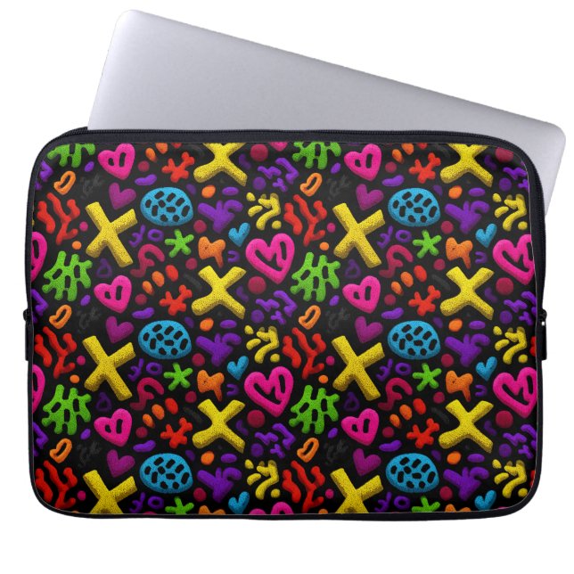 Capa Para Notebook Padrão contínuo vibrante de arte pop abstrata (Frente)