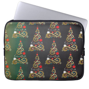 Capa Para Notebook Padrão da árvore de Natal de madre verde de Nata