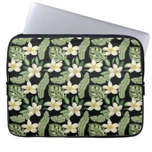 Capa Para Notebook Padrão da superfície plana Flores tropicais e folh