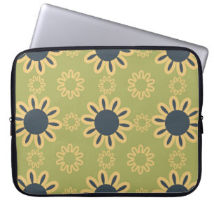 Capa Para Notebook Padrão das flores Abstrato preto e amarelo