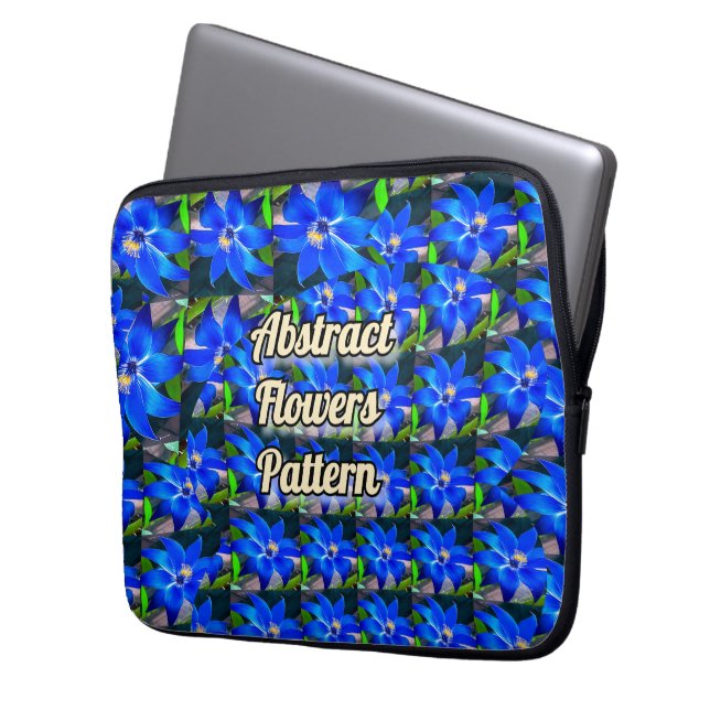 Capa Para Notebook Padrão das flores azuladas profundas (Frente Esquerda)
