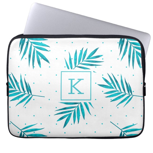 Capa Para Notebook Padrão das folhas tropicais azul-turquesa (Frente)