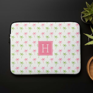 Capa Para Notebook Padrão das Palmeiras cor-de-rosa e verde