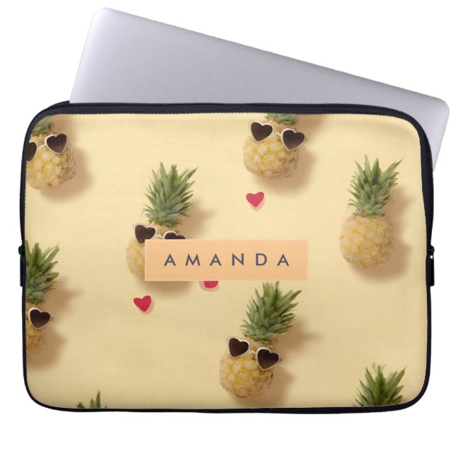 Capa Para Notebook Padrão de abacaxi-branco personalizado (Frente)