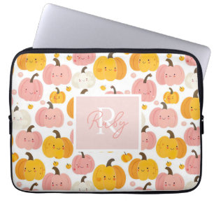Capa Para Notebook Padrão de Abóbora de Aquarela com nome