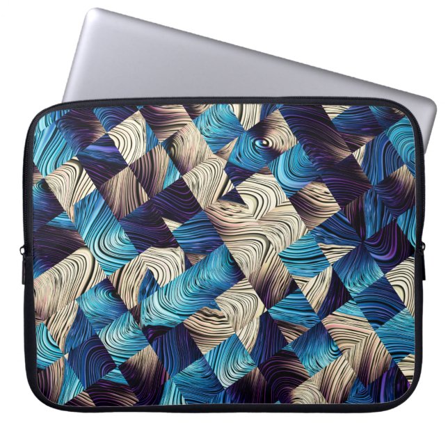 Capa Para Notebook Padrão de abstrato de arte digital. imagem azul ab (Frente)