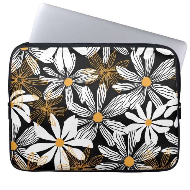Capa Para Notebook Padrão de Abstrato Floral de Daisy Elegante Modern (Frente)