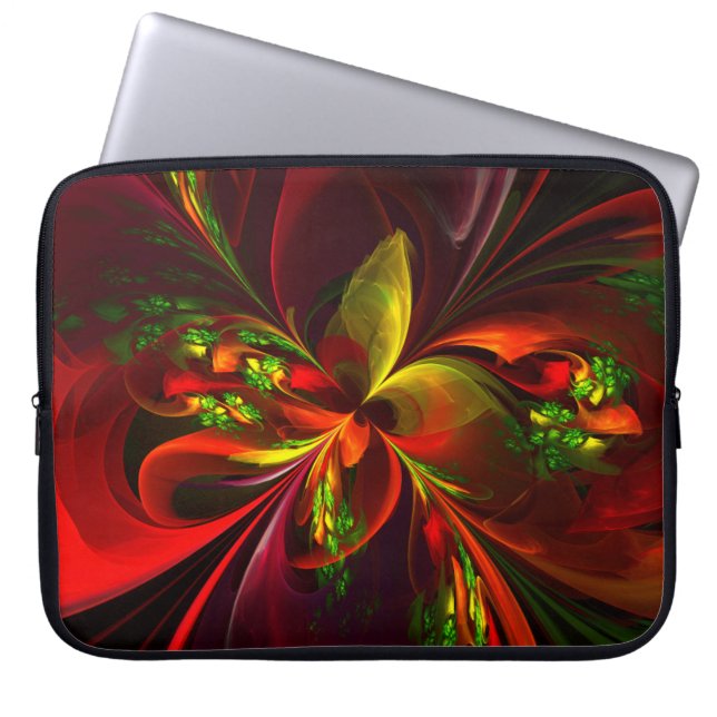 Capa Para Notebook Padrão de Abstrato Floral Verde Moderno #05 (Frente)