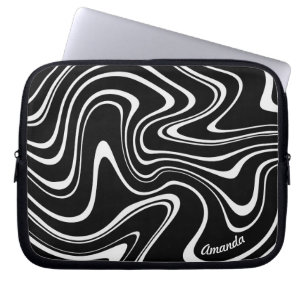 Capa Para Notebook Padrão de Abstrato preto e branco - Personalizáv
