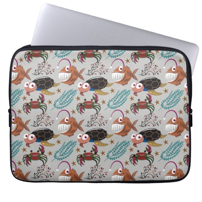 Capa Para Notebook Padrão de animais aquáticos | vida submarina do oc (Frente)