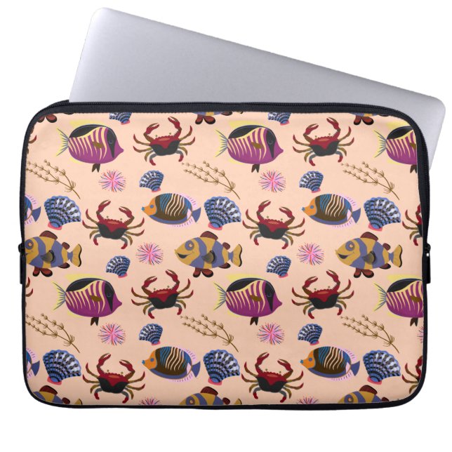 Capa Para Notebook Padrão de animais aquáticos | vida submarina do oc (Frente)
