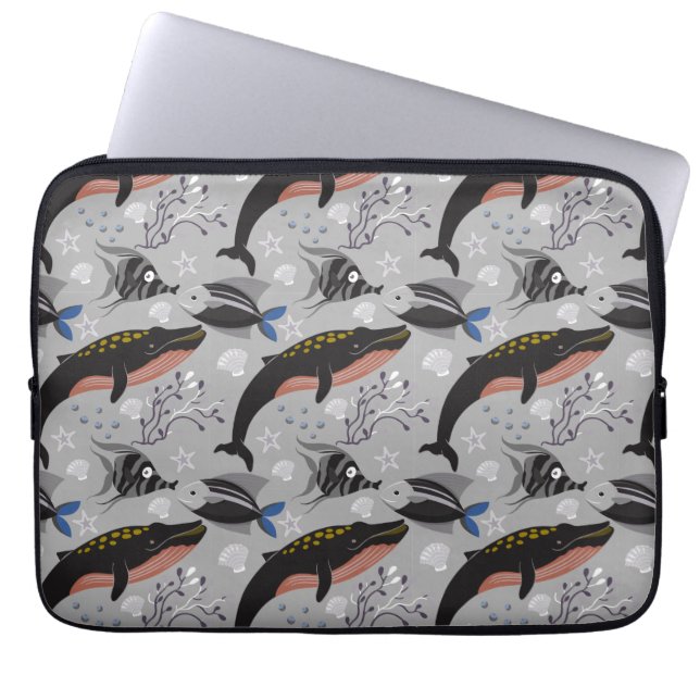 Capa Para Notebook Padrão de animais aquáticos | vida submarina do oc (Frente)