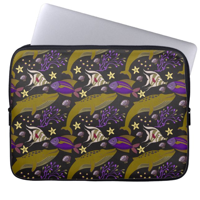 Capa Para Notebook Padrão de animais aquáticos | vida submarina do oc (Frente)