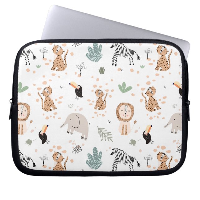 Capa Para Notebook Padrão de Animais da Floresta Tropical Selva (Frente)