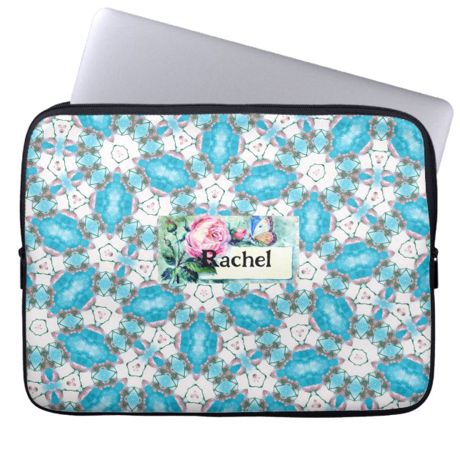 Capa Para Notebook Padrão de Aqua Flower (Frente)