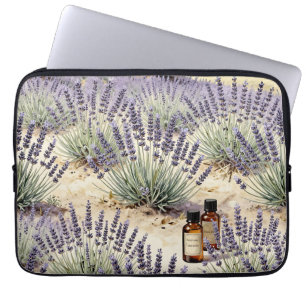 Capa Para Notebook Padrão de Aquarela de Campo de Lavanda Óleo Essenc