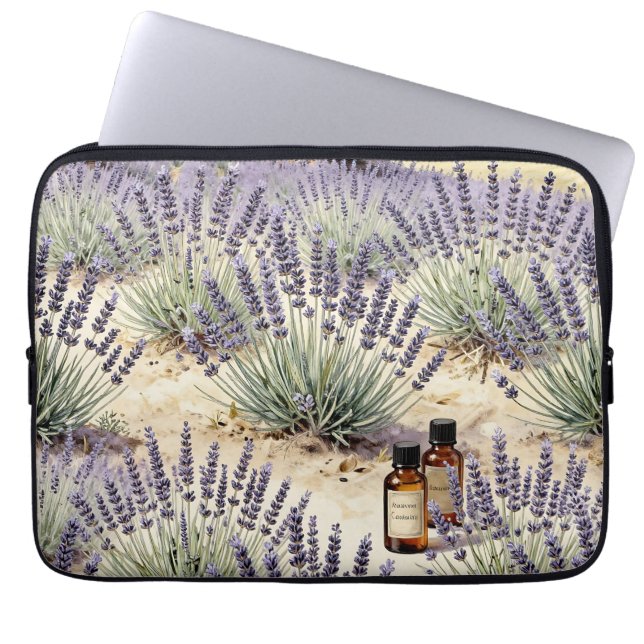 Capa Para Notebook Padrão de Aquarela de Campo de Lavanda Óleo Essenc (Frente)