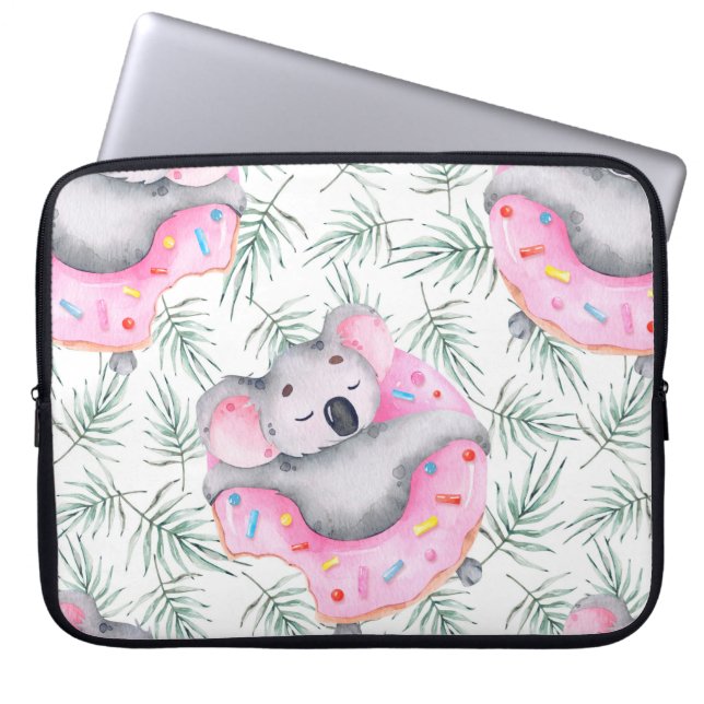 Capa Para Notebook Padrão de aquarela pintada à mão com koala tropica (Frente)