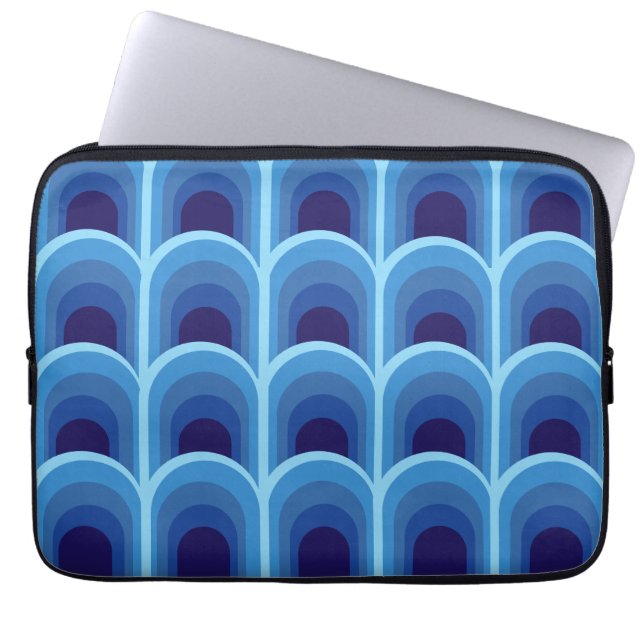 Capa Para Notebook Padrão de Arcos de Gradiente Azul Moderno  (Frente)