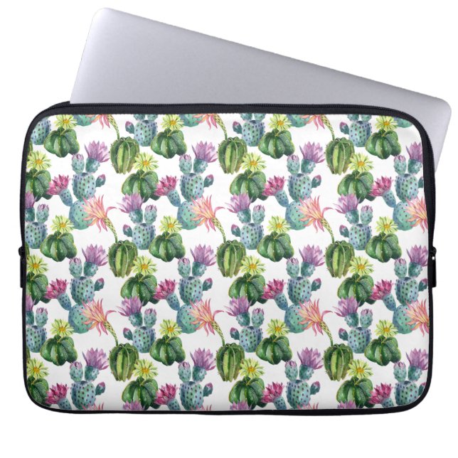 Capa Para Notebook Padrão de Arte de Cactos de Aquarela (Frente)