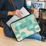Capa Para Notebook Padrão de Arte Retroativa do bege Verde Azul-Teal<br><div class="desc">Bonito bege verde azul-lacrimogêneo contemporâneo, círculos geométricos coloridos com creme de marfim e padrão de meio círculo. Com a opção de personalizar ou personalizar com um nome monograma ou inicial de sua escolha. Ornamentado, elegante, na moda e eclético para o rico da moda artística, a diva da moda artística, o...</div>