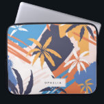 Capa Para Notebook Padrão de árvore de palma colorido de Abstrato Sum<br><div class="desc">Pintado abstrato brilhante padrão de palmeiras de Verão,  bolsa de laptop personalizada. Design,  linha de texto modelo de solteiro para o seu nome em quadro retangular em camadas.</div>