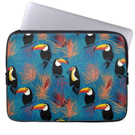 Capa Para Notebook Padrão de aves tropicais vibrantes com Travesseiro
