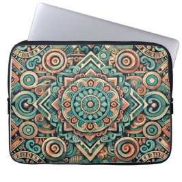 Capa Para Notebook Padrão de Azul-Celeste e Terracota Inspirado nos A