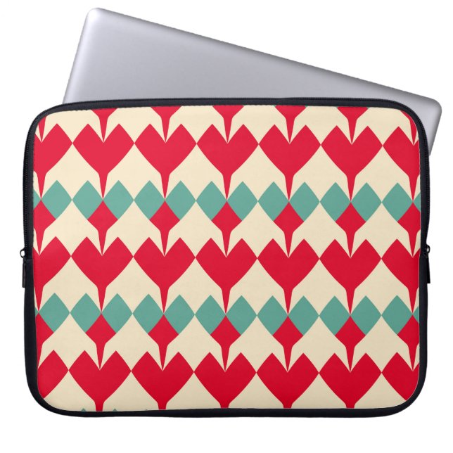 Capa Para Notebook Padrão de azulejo de cor azul, vermelho. (Frente)
