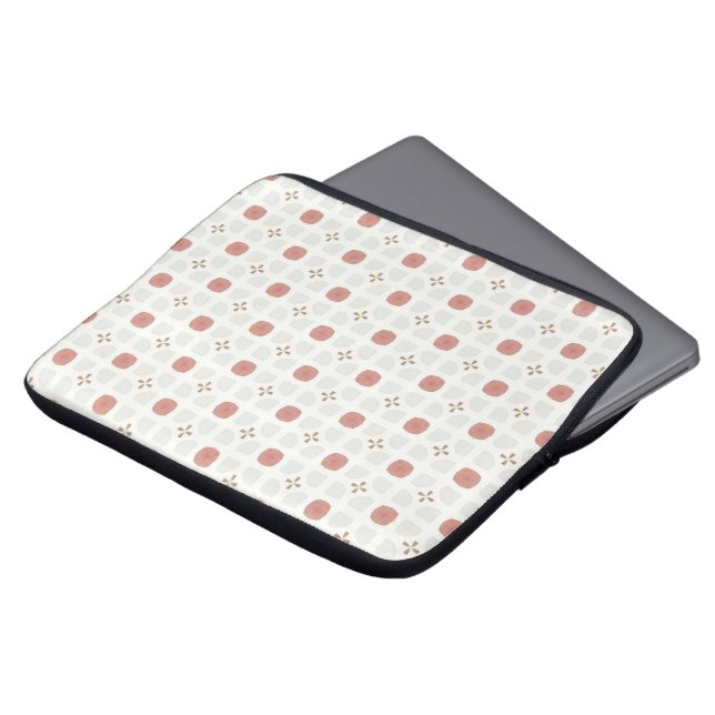 Capa Para Notebook Padrão de azulejo geométrico floral vermelho suave (Frente Topo)