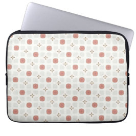Capa Para Notebook Padrão de azulejo geométrico floral vermelho suave
