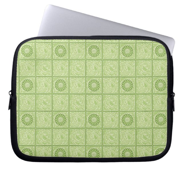 Capa Para Notebook Padrão de Azulejo Verde Diaper de William Morris (Frente)