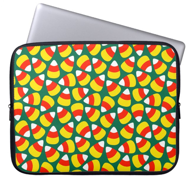 Capa Para Notebook Padrão de Bala de Milho Verde Halloween (Frente)